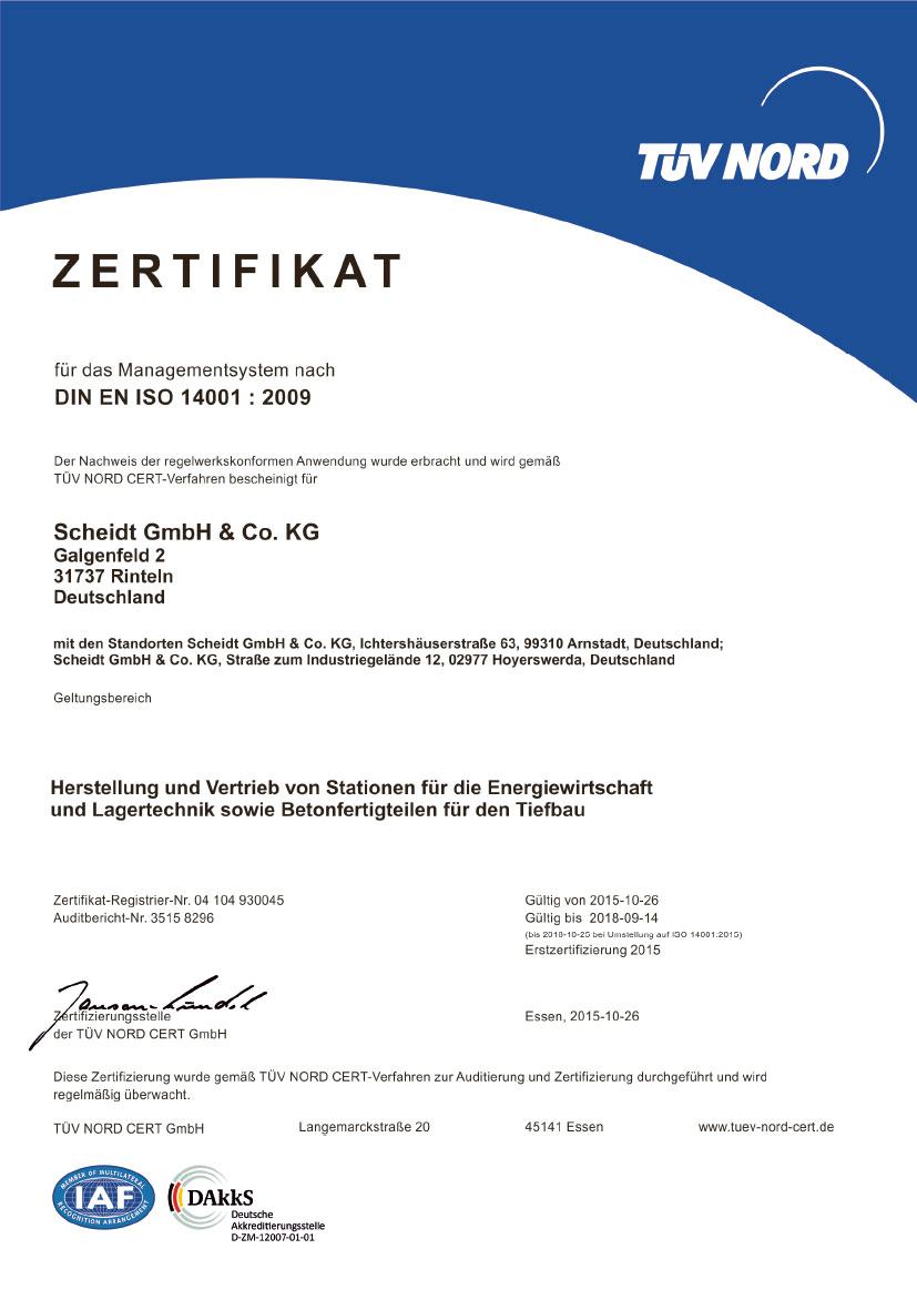 DIN EN ISO 14001 certificate