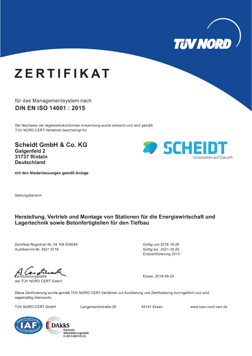 DIN EN ISO 14001 Zertifikat