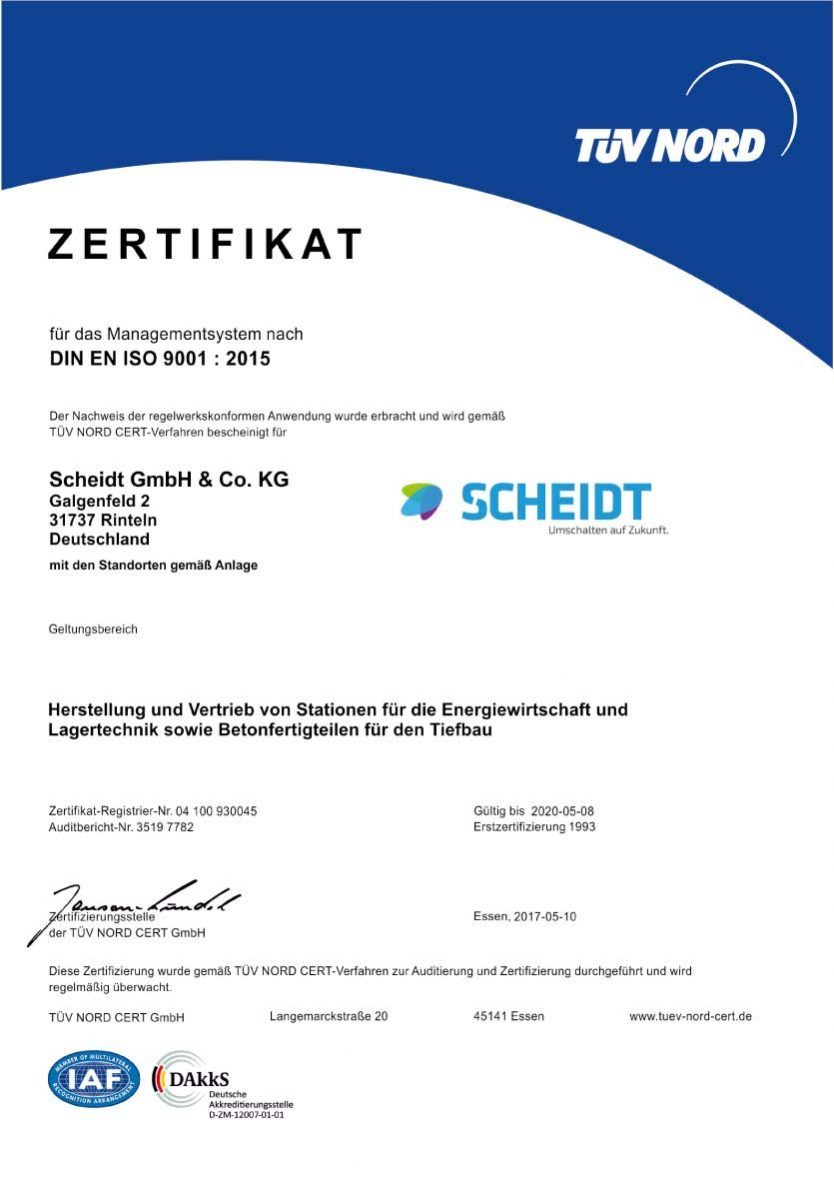 DIN EN ISO 9001 Zertifikat