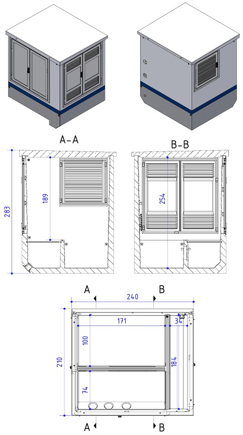 Scheidt Kompaktstation NZ 210-240 XXL ONS, nicht begehbare Trafostation aus Beton