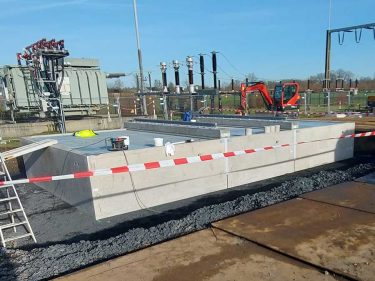 Concrete transformer trough from Scheidt. Large outdoor transformers, for example from substations, are set up safely and permanently.